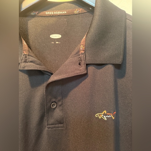 Greg Norman Collection Black Polo with Embroidered Shark Logo - Picture 2 of 3